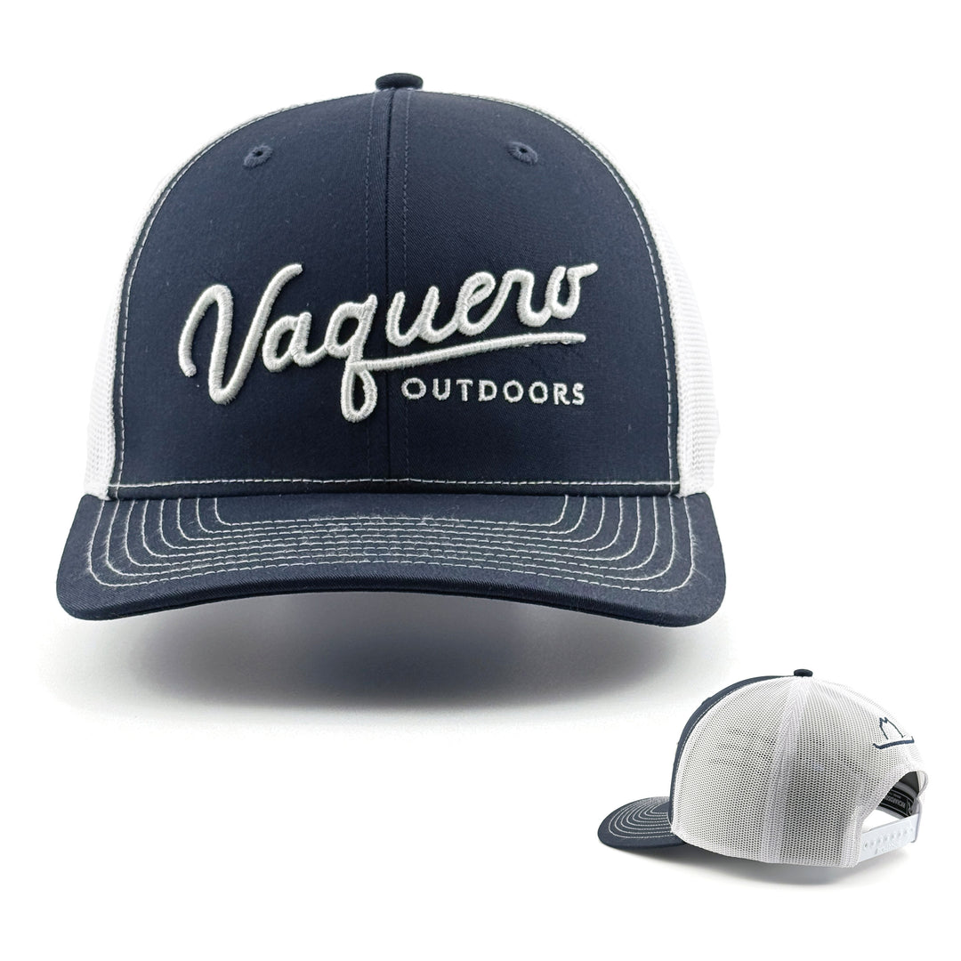Vaquero Script Trucker Navy & White