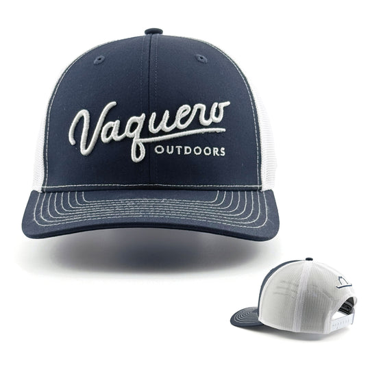 Vaquero Script Trucker Navy & White