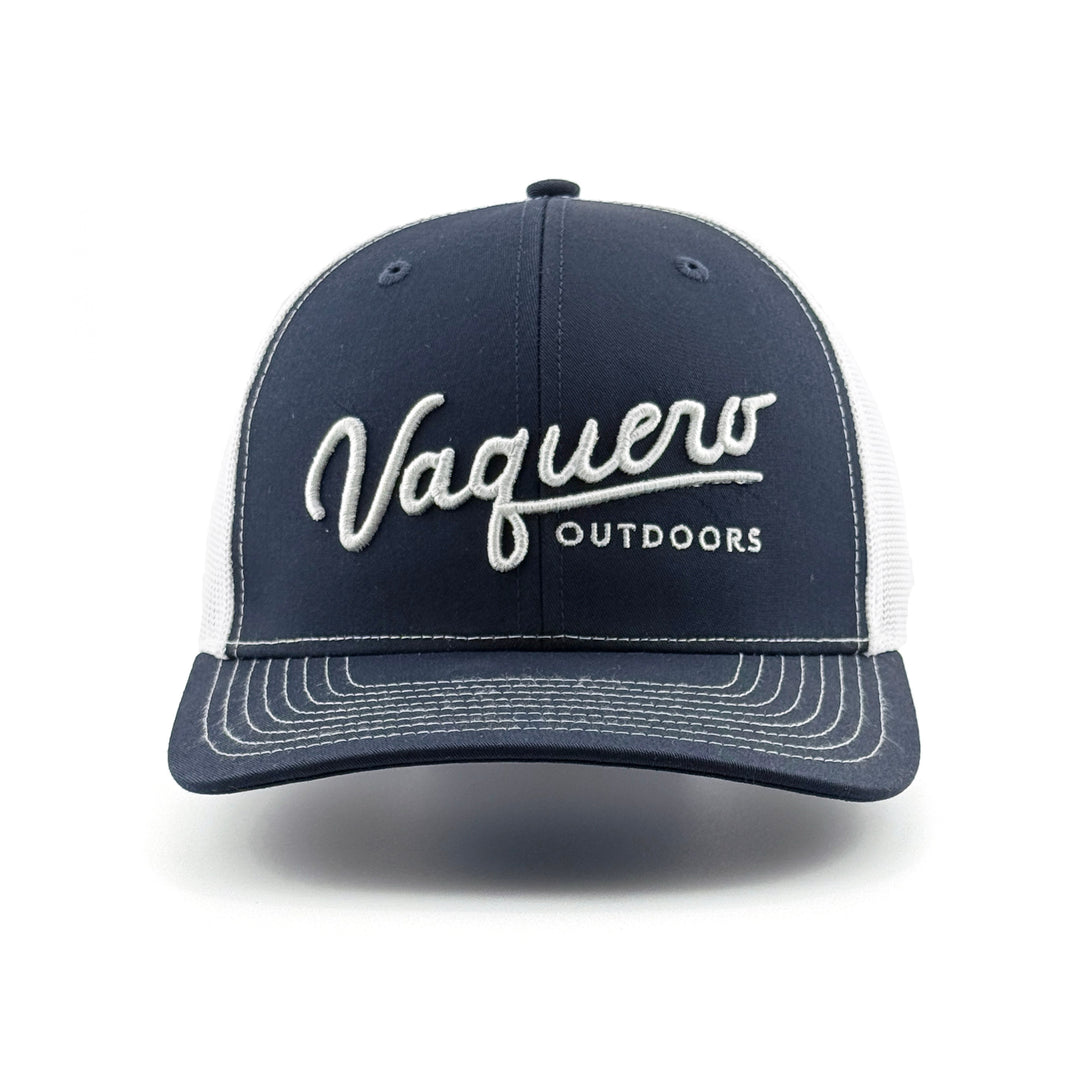Vaquero Script Trucker Navy & White