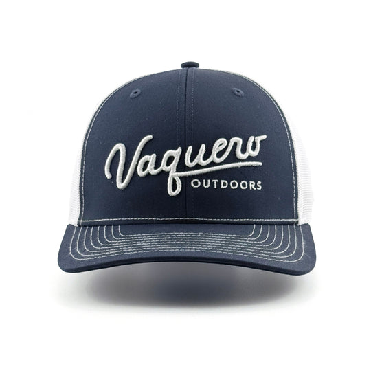Vaquero Script Trucker Navy & White