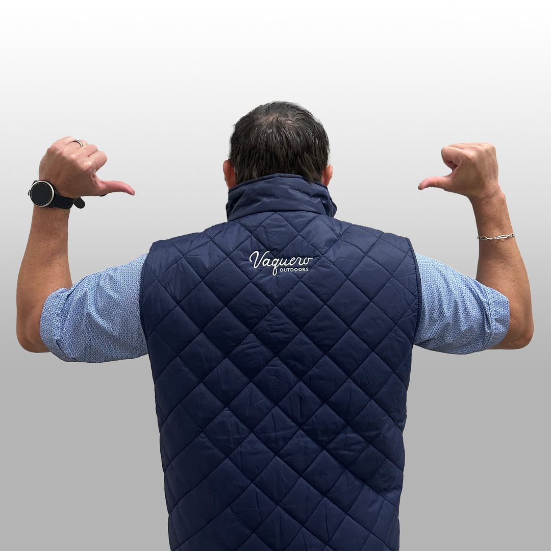 HAT & Script Quilted Vest Navy